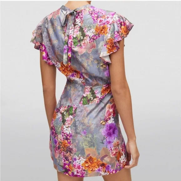 AllSaints Jemille Lucia Dress Peace Pink Floral Twist Waist - Picture 2 of 4